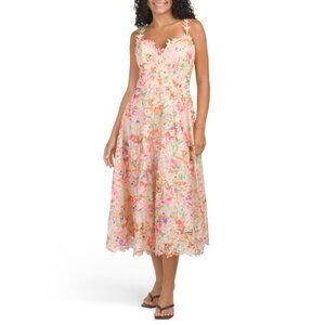 RENE BY RENE RUIZ Multi Sleeveless Floral Printed Lace Tea-length Dress